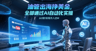 油管出海挣美金，全部通过AI自动化实操，从0到1实现月入过W-百盟网