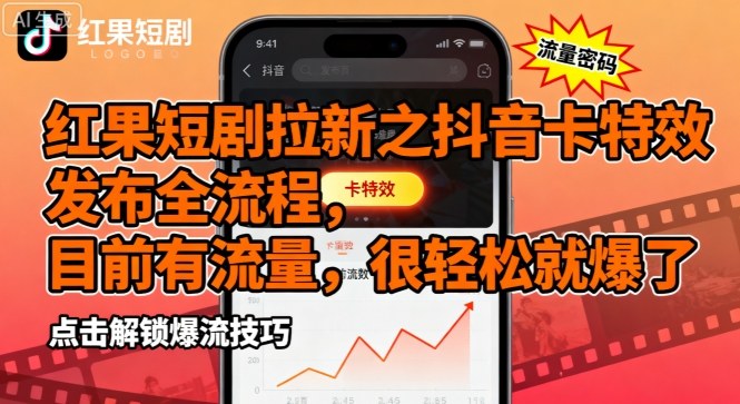红果短剧拉新之抖音卡特效发布全流程，目前有流量，很轻松就爆了-百盟网
