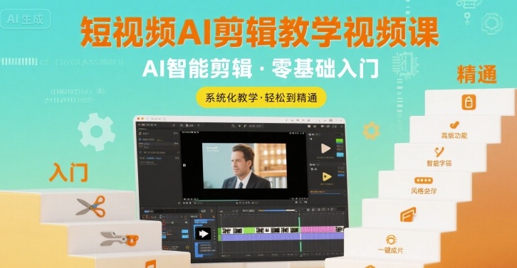短视频AI剪辑教学视频课，入门到精通-创圈网
