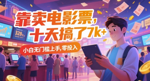 靠卖电影票，十天搞了7k+，小白无门槛上手，零投入【揭秘】-百盟网