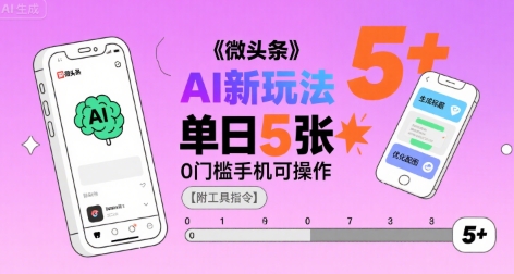 微头条AI新玩法，小白单日5张+，0门槛手机可操作【附工具指令】-百盟网