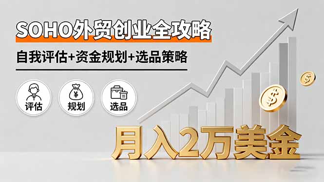 SOHO外贸创业全攻略，自我评估+资金规划+选品策略，月入2万美金-百盟网
