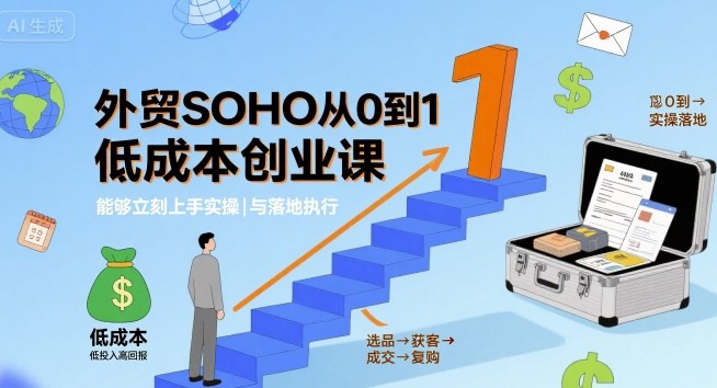 外贸SOHO从0到1低成本创业课，能够立刻上手实操与落地执行-百盟网