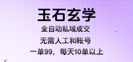 玉石玄学全自动私域成交，一单99每天十单以上，无需人工和矩阵账号，蓝海项目直接干【揭秘】-时光资源网