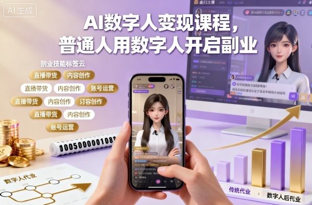 AI数字人变现课程，普通人用数字人开启副业-百盟网