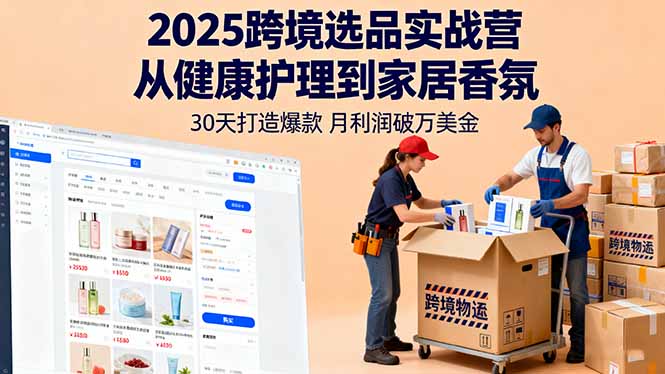 2025跨境选品实战营：从健康护理到家居香氛，30天打造爆款,月利润破万美金-百盟网