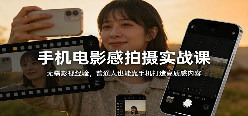 手机电影感拍摄实战课：无需影视经验，普通人也能靠手机打造高质感内容-百盟网