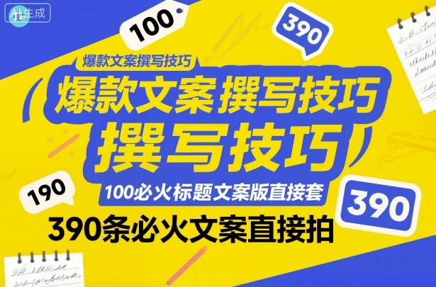 爆款文案撰写技巧,100个必火标题文案模版直接套,390条必火文案直接拍-百盟网