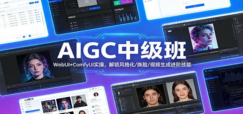 AIGC中级班：WebUI+ComfyUI实操，解锁风格化/换脸/视频生成进阶技能-百盟网