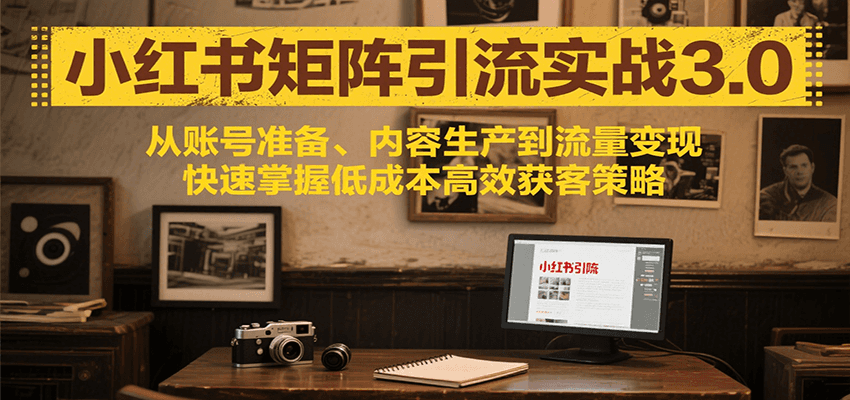 小红书矩阵引流3.0，从账号准备、内容生产到流量变现，快速掌握低成本高效获客策略-百盟网