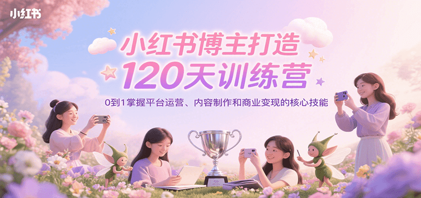 小红书博主打造120天训练营，0到1掌握平台运营、内容制作和商业变现-百盟网