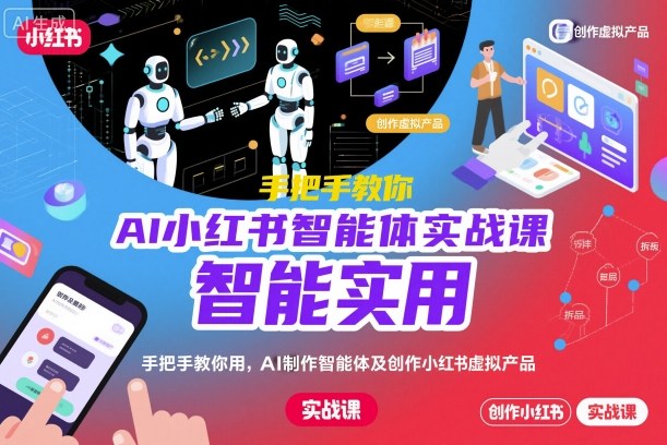AI小红书智能体实战课,手把手教你用AI制作智能体及创作小红书虚拟产品,提效+内容商业化-百盟网
