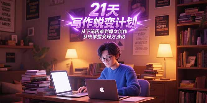 21天写作蜕变计划，从下笔困难到爆文创作，系统掌握变现方法论-百盟网