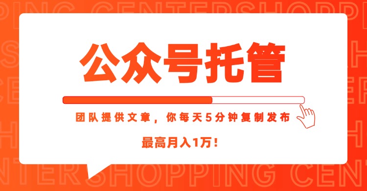 【公众号托管 】我提供文章，你每天５分钟复制发布，最高月入1W-百盟网