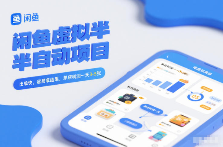 闲鱼虚拟半自动项目，出单快，容易拿结果，单店利润一天3-5张-百盟网