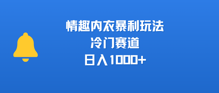情趣内衣暴利玩法，冷门赛道，日入1000+-百盟网