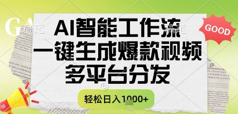 AI智能工作流，一键生成书单号爆款视频，多平台分发，每日收益多张【揭秘】-百盟网