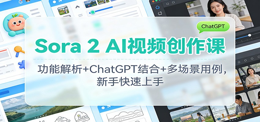 Sora 2 AI视频创作课：功能解析+ChatGPT结合+多场景用例，新手快速上手-百盟网