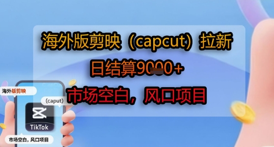 海外版剪映(capcut)拉新，日结算1k+，市场空白，风口项目-项目网