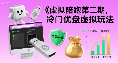 虚拟陪跑第二期，冷门优盘虚拟玩法，不违规，利润可观-优优乐