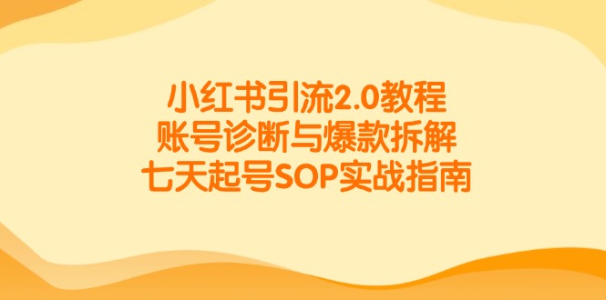 小红书引流2.0教程，账号诊断与爆款拆解，七天起号SOP实战指南-百盟网