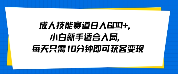 成人技能赛道日入多张，小白新手适合入局，每天只需10分钟即可获客变现-百盟网
