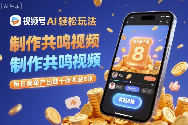 视频号AI轻松玩法,制作共鸣视频,每日简单产出数十条收益8张-百盟网