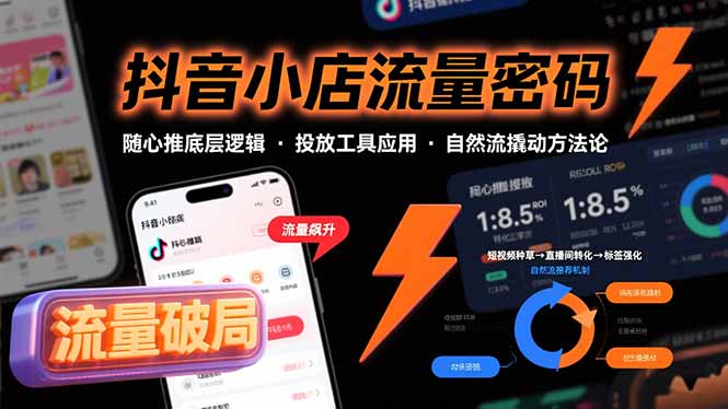 抖音小店流量密码，随心推底层逻辑，投放工具应用，自然流撬动核心方法论-百盟网