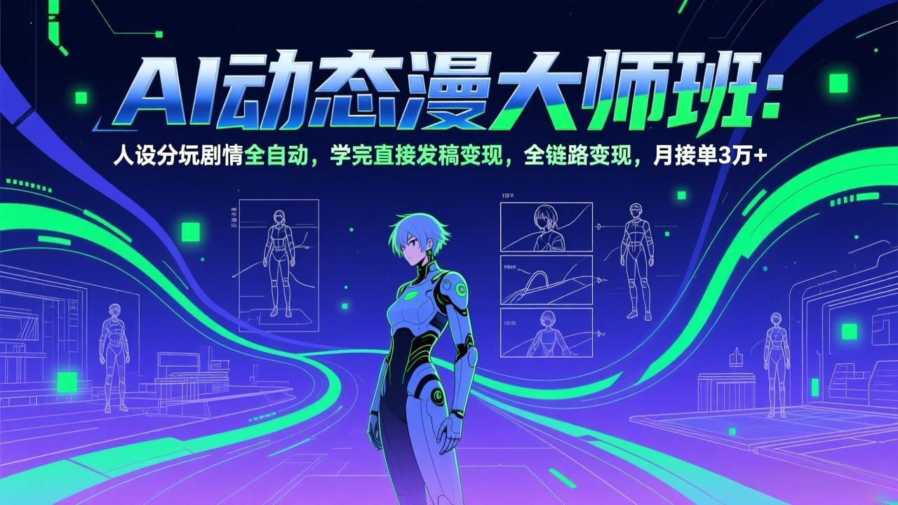 AI动态漫剧大师班：人设分镜剧情全自动，学完直接发稿变现，全链路变现，月接单3万+-百盟网