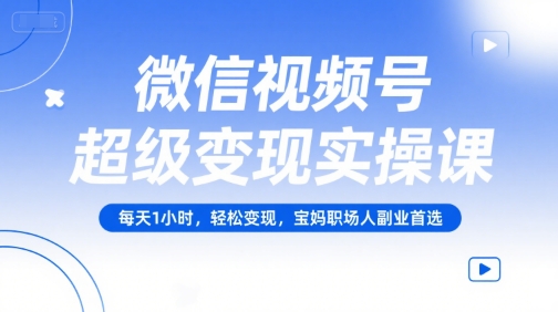 微信视频号超级变现实操课，每天1小时，轻松变现，宝妈职场人副业首选-百盟网