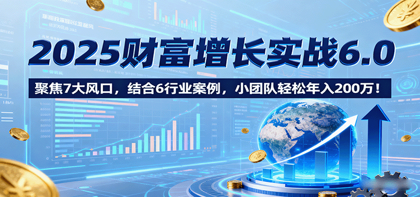 2025财富增长实战6.0，聚焦7大风口，结合6行业案例，小团队轻松年入200万！-百盟网