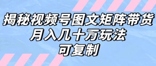 解密视频号图文矩阵带货，月入几个W的打法，可复制-百盟网