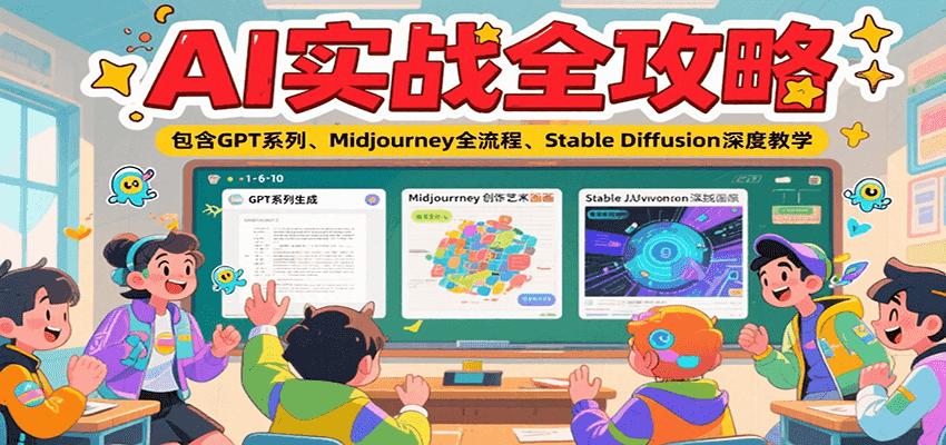 AI实战全攻略，包含GPT系列、Midjourney全流程、Stable Diffusion深度教学-三玖社区
