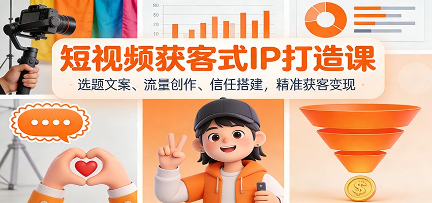 短视频获客式IP打造课：选题文案、流量创作、信任搭建，精准获客变现-百盟网
