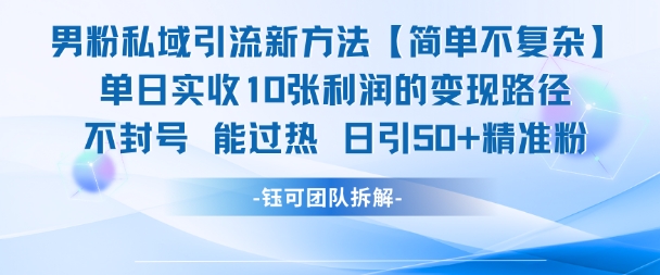 男粉私域引流新方法，单日收10张利润，日引流50+精准粉-百盟网