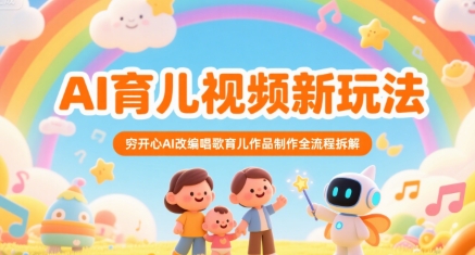 AI育儿视频新玩法，穷开心AI改编唱歌育儿作品制作全流程拆解-百盟网