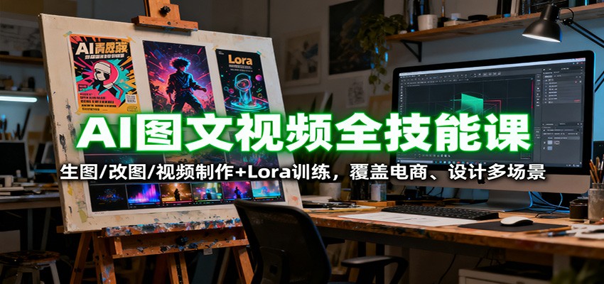 AI图文视频全技能课：生图/改图/视频制作+Lora训练，覆盖电商 、设计多场景-百盟网