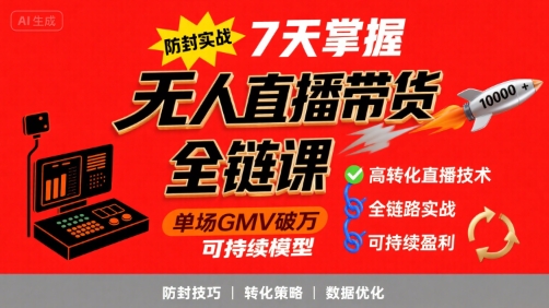 无人直播带货全链防封实战课，7天掌握高转化直播技术，实现单场GMV破万可持续模型-拓展空间