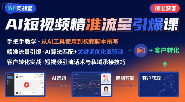 AI+短视频引爆精准客户实战营，手把手教你引爆Ai短视频精准流量-百盟网