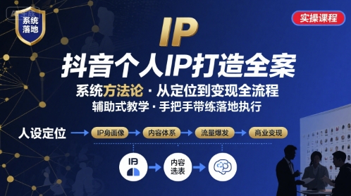 抖音个人IP系统落地实操大课，实操课程，辅助落地-百盟网