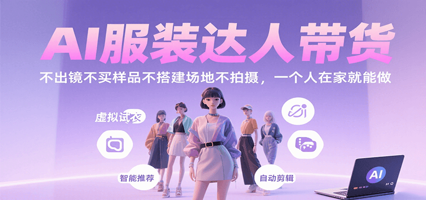 AI服装达人带货，不出镜不买样品不搭建场地不拍摄，一个人在家就能做-百盟网