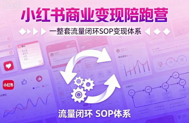 小红书商业变现陪跑营，轻IP矩阵 私域获客 聚光投流，一整套流量闭环SOP变现体系-百盟网