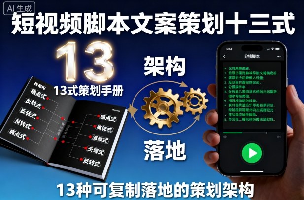 短视频脚本文案策划十三式，13种可复制落地的策划架构-百盟网