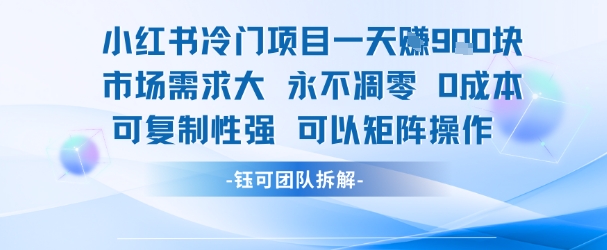小红书冷门项目一天收益9张，市场需求大，0成本，可复制性强可以矩阵操作-宝创网