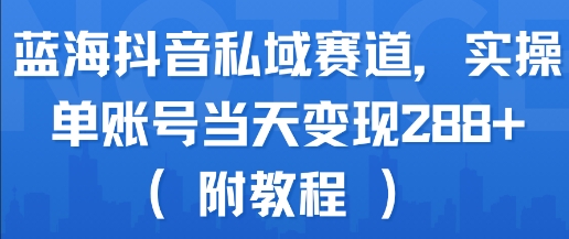 蓝海抖音私域赛道，实操单账号当天变现288+(附教程)-项目网