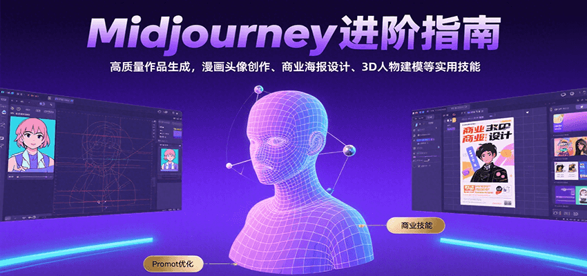 Midjourney进阶指南：高质量作品生成，漫画头像创作、商业海报设计、3D人物建模等-美客咖